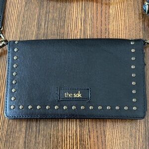 The Sak Willow Black Studded Leather Wristlet Crossbody